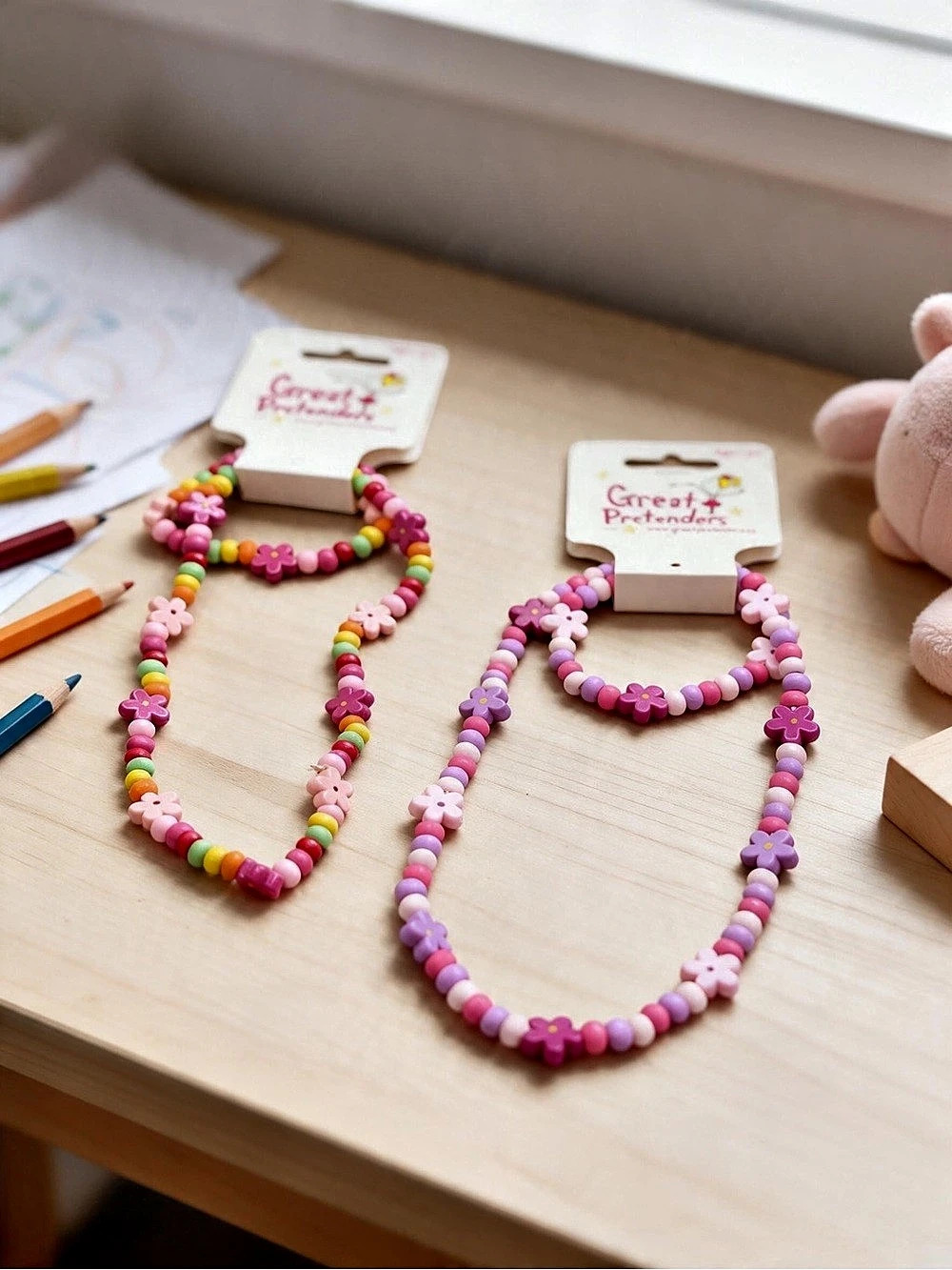 Great Pretenders Blooming Beads Necklace & Bracelet Set Pink & Purple